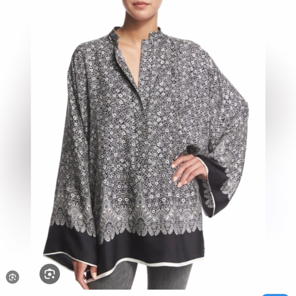 Helmut Lang Black and White Silk kimono size small